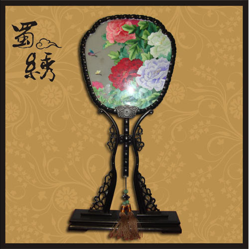 成都礼品 蜀绣牡丹宫扇